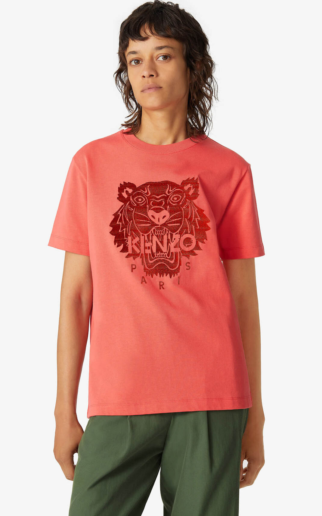 T Shirt Kenzo Loose Tiger Femme Rouge | FZQA-25890